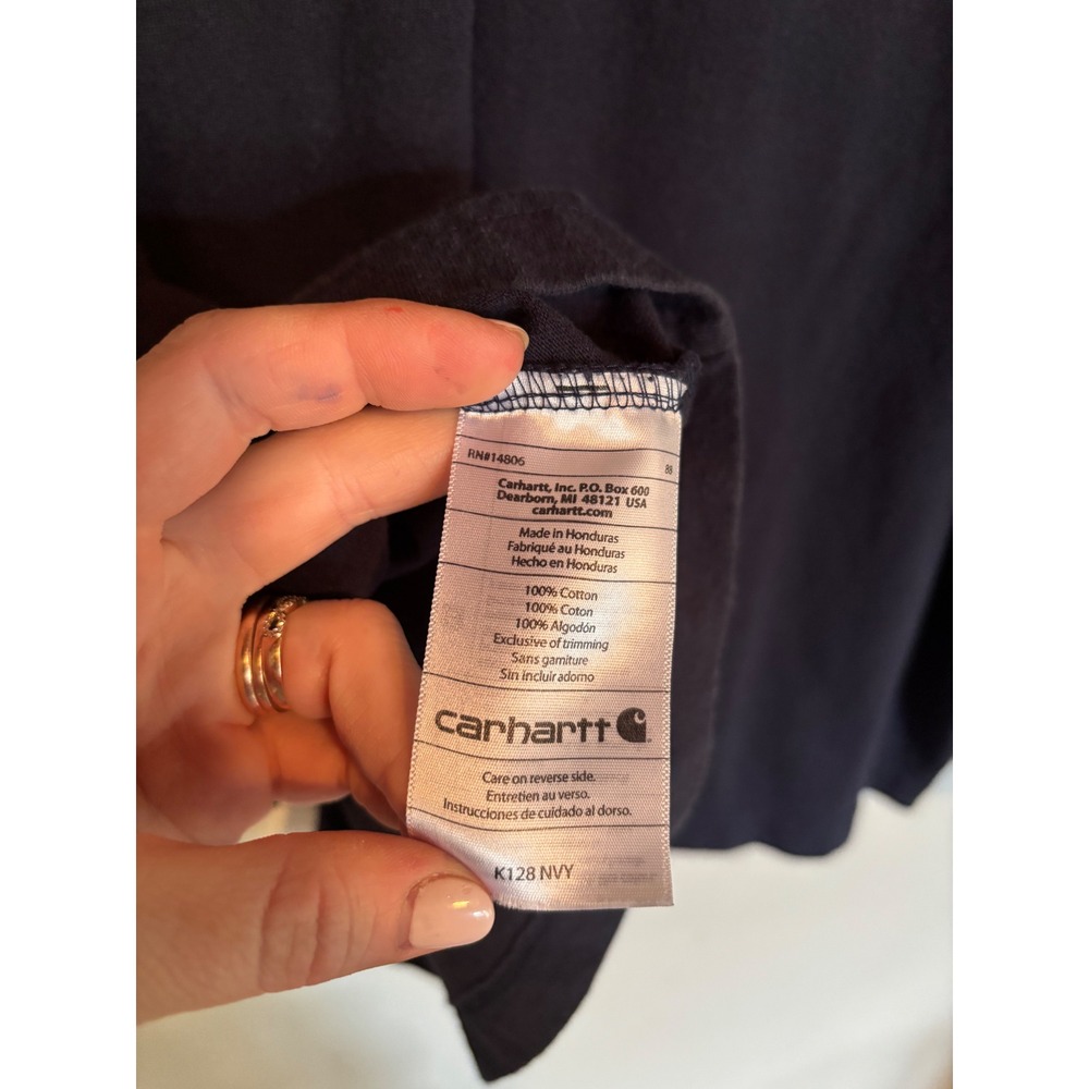 Carhartt‎ K128 Henley Long Sleeve Shirt Navy Pocket Cotton 2XL - Picture 4 of 5